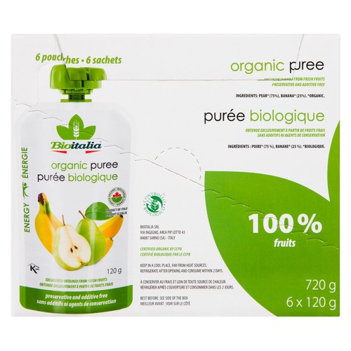 Bioitalia Organic Puree Pear Banana 6 x 120 g
