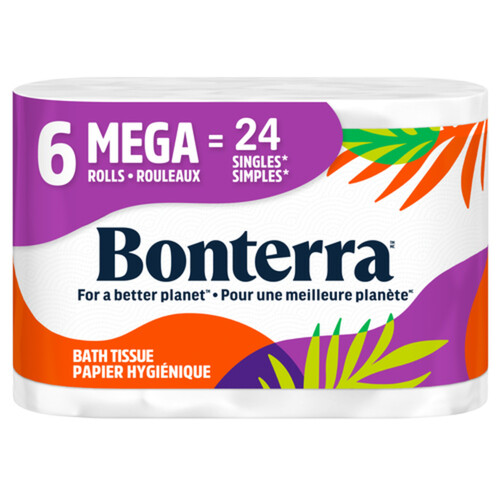 Bonterra Bathroom Tissue 3-Ply 6 Mega Rolls x 275 Sheets