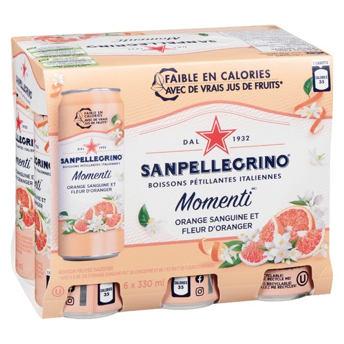 San Pellegrino Momenti Carbonated Blood Orange & Orange Blossom 6 x 330 ml (cans)