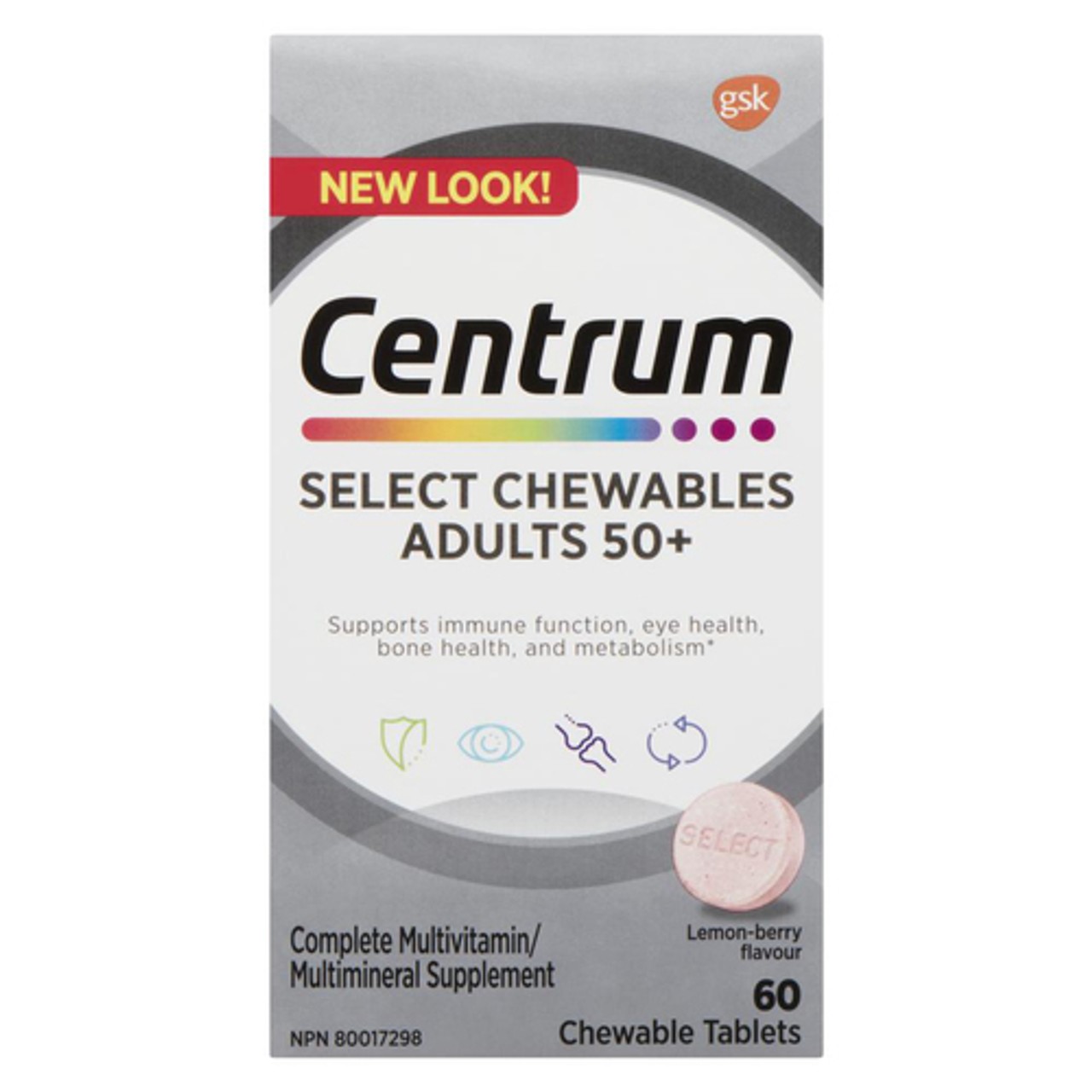 Centrum Complete Multivitamin Select Chewables Adults 50+ Lemon-Berry ...