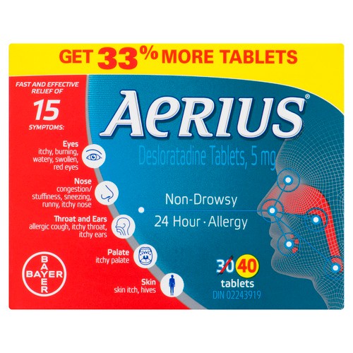 Aerius 5mg Desloratadine Tablets 40 EA