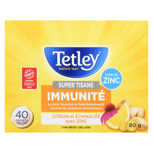 Tetley Super Herbal Tea Lemon & Echinacea With Zinc 40 Tea Bags