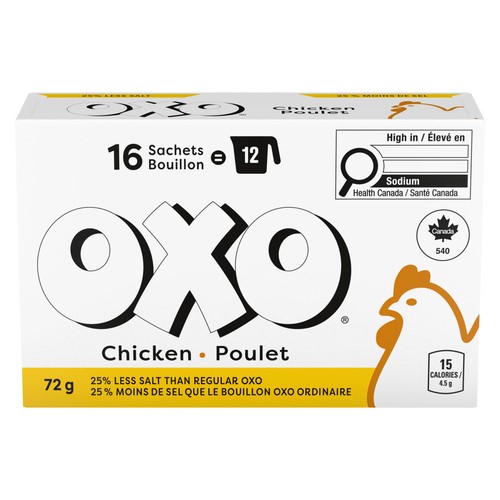 Oxo Low Salt Bouillon Sachet Chicken 16 Count 72 g