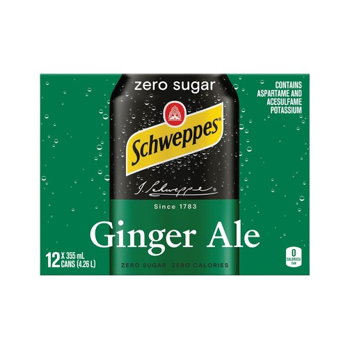 Schweppes Ginger Ale Zero Sugar 12 x 355 ml (cans)
