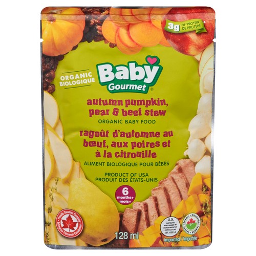 Baby Gourmet Organic Baby Food Autumn Pumpkin Pear Beef Stew 128 ml 