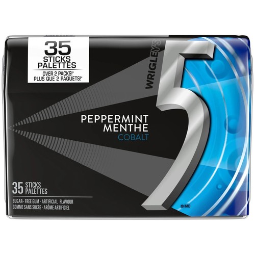 5 Sugar-Free Chewing Gum Peppermint-Cobalt 35 Sticks 1 Pack