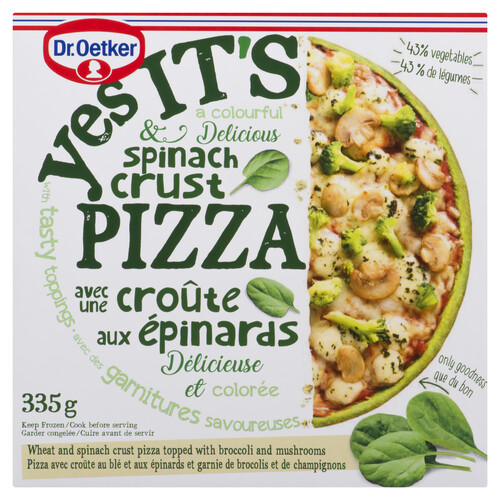 Dr. Oetker Frozen Vegetarian Pizza Spinach Crust With Broccoli & Mashrooms 335 g