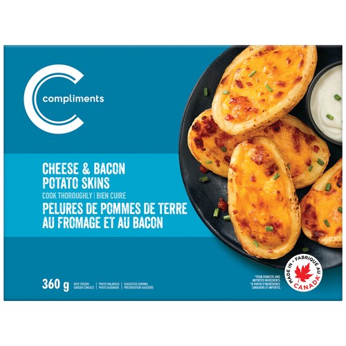 Compliments Frozen Cheese & Bacon Potato Skins 360 g