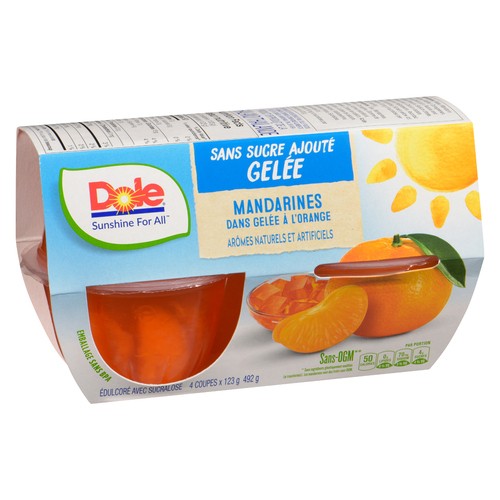 Dole No Sugar Added Mandarins In Orange Gel 4 x 123 g
