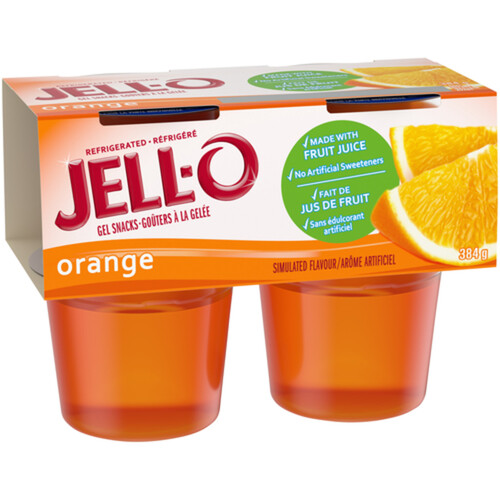 Jell-O Refrigerated Gelatin Snacks Orange 4 x 96 g