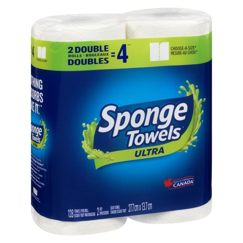 Sponge Towels Paper Towel Ultra 2-Ply 2 Double Rolls x 128 Sheets