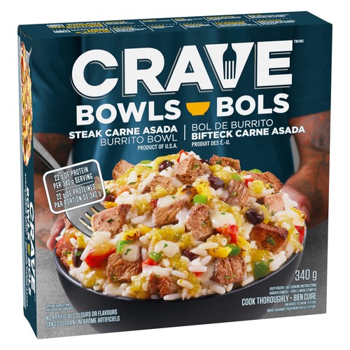 Crave Frozen Burrito Bowl Steak Carne Asada 340 g