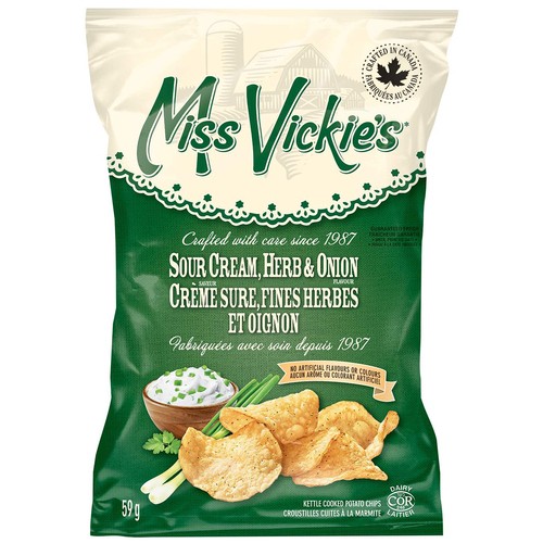 Miss Vickie's Kettle Cooked Potato Chips Sour Cream Herb And Onion 59 g