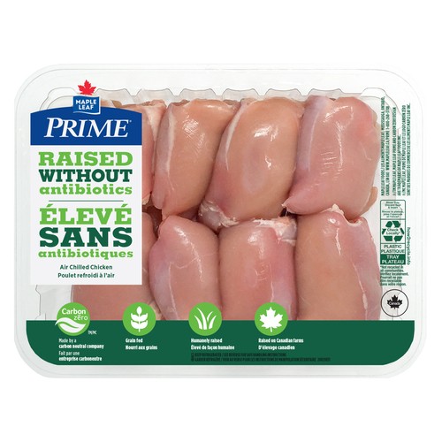 Prime Chicken Thighs Boneless Skinless Raised Without Antibiotics 8 pieces