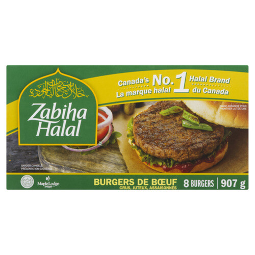 Zabiha Halal Frozen Beef Burgers 907 g