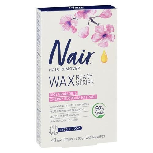 Nair Hair Remover Wax Ready Strips Legs & Body 40 Count