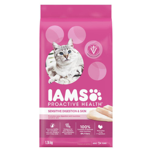 IAMS Proactive Health Dry Cat Food Digestion & Skin Adult 1+ Years 1.36 kg
