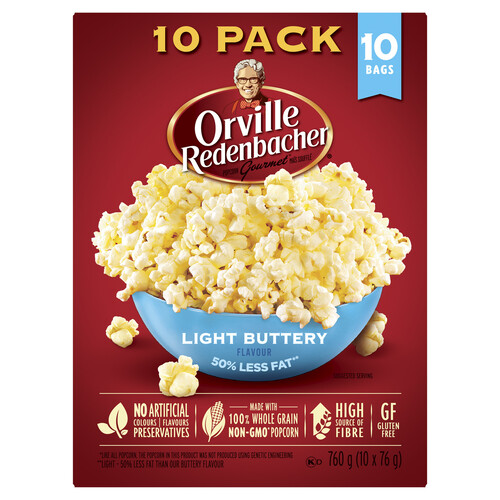 Orville Redenbacher Gluten-Free Popcorn Light Buttery 10 Pack 76 g