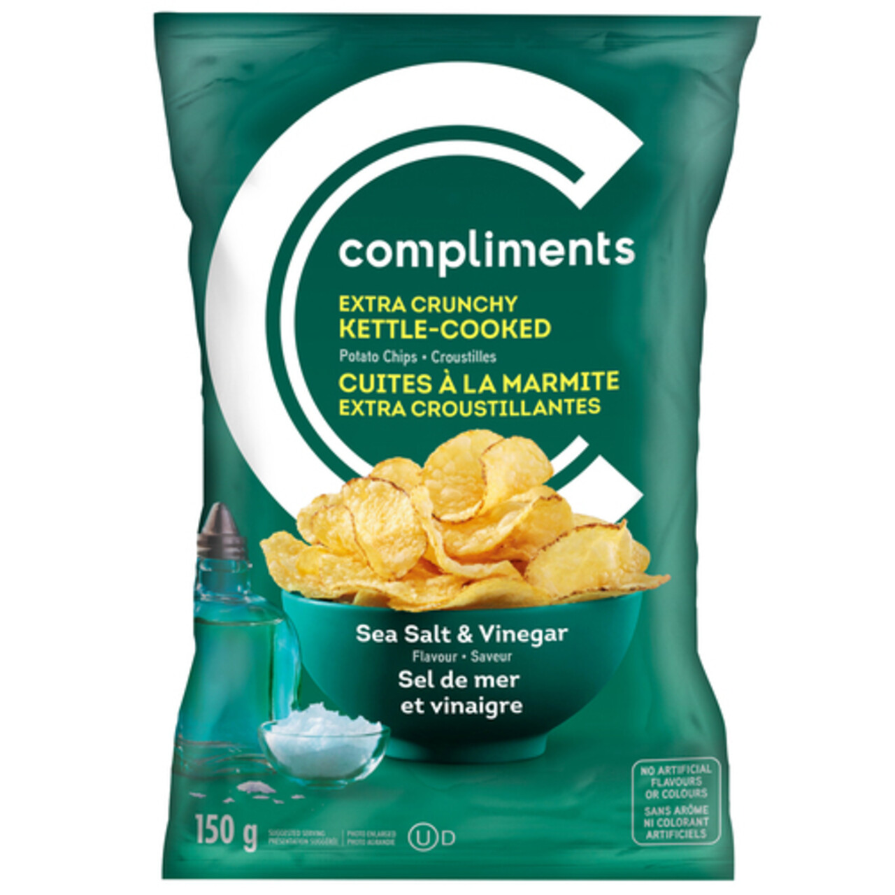 Compliments KettleCooked Potato Chips Salt And Vinegar 150 g Voilà Online Groceries & Offers