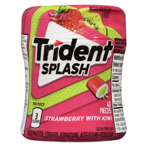 Trident Splash Gum Sugar Free Strawberry Kiwi 40 Pieces 