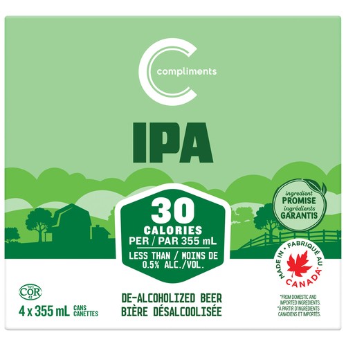 Compliments Non Alcoholic Beer IPA 4 x 355 ml (cans)