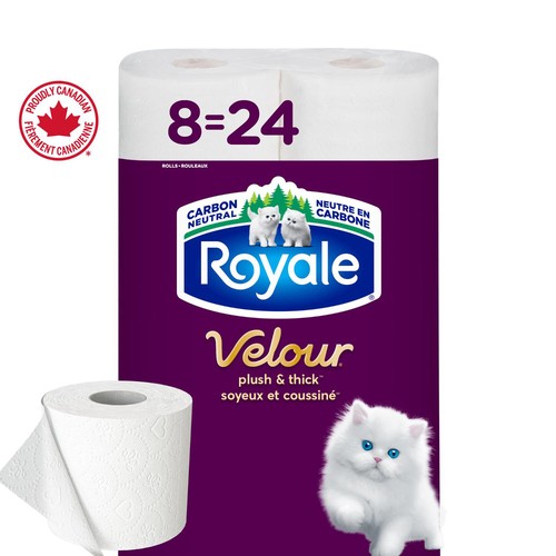 Royale Velour Toilet Paper 2-Ply 8 Rolls x 213 Sheets