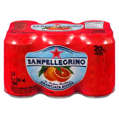 San Pellegrino Sparkling Fruit Drink Aranciata Rossa 6 x 330 ml (cans)