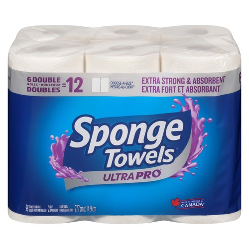 Sponge Towels Paper Towel Ultra Pro 2-Ply 6 Double Rolls x 98 Sheets
