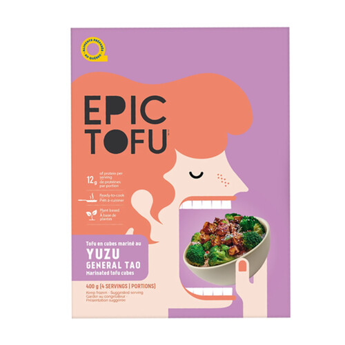 Epic Tofu Frozen Marinated Tofu Cubes Yuzu General Tao 400 g