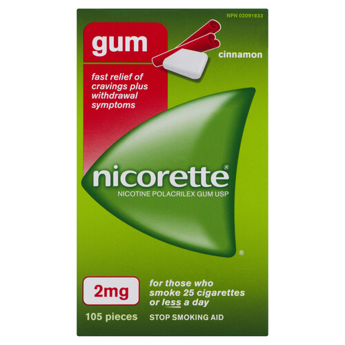 Nicorette Cinnamon Anti-Smoking Aid 105 Chewing Gum