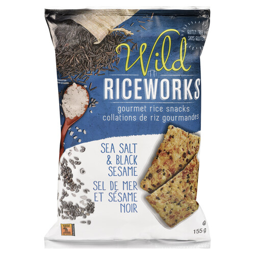 Riceworks Wild Gluten-Free Brown Rice Crisps Sea Salt & Black Sesame 155 g