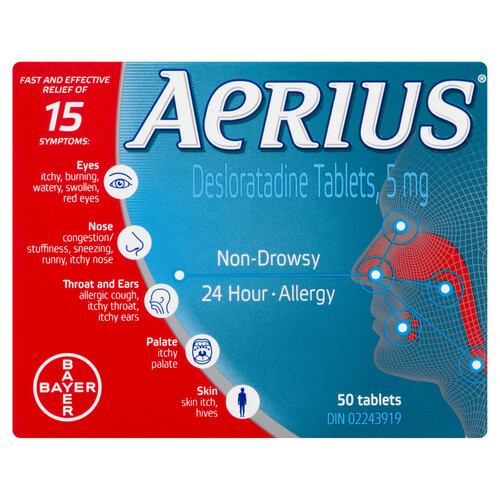 Aerius Antihistamine Tablets 5 mg 50 Tablets