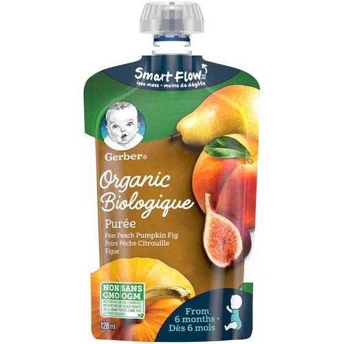 Gerber Organic Purée Pear Peach Pumpkin & Fig 128 ml