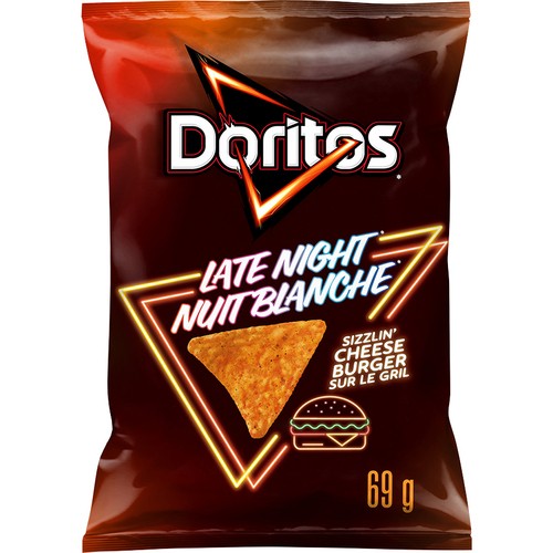 Doritos Late Night Sizzlin' Tortilla Chips Cheeseburger Flavoured 69 g