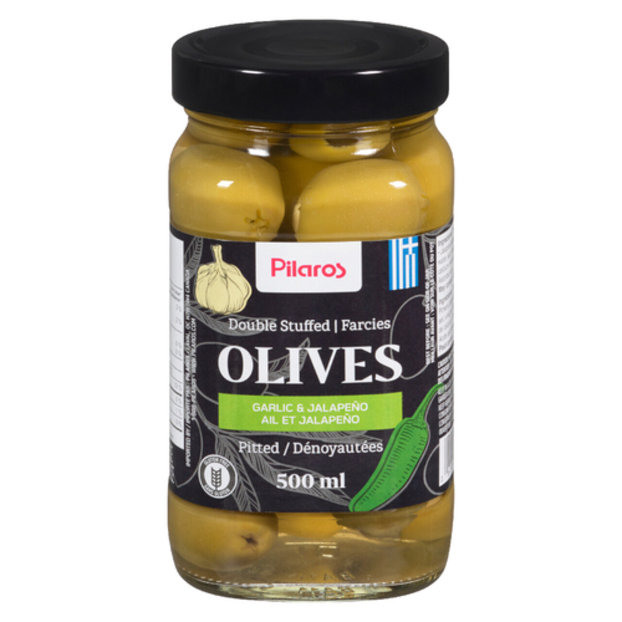 Pilaros Double Stuffed Olives Garlic & Jalapeno 500 ml Voilà Online