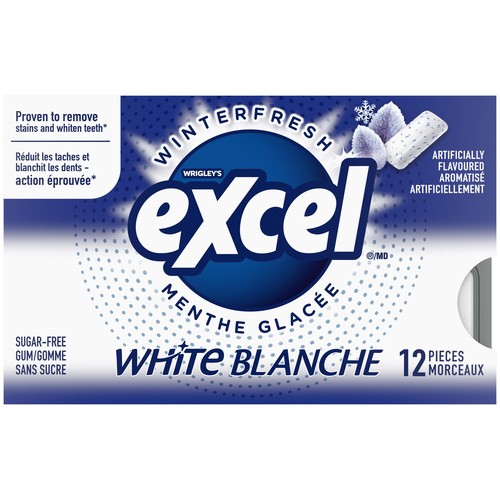 EXCEL Sugar Free Teeth Whitening Chewing Gum Fresh Mint Flavoured Pack of 12 Pieces 1 EA