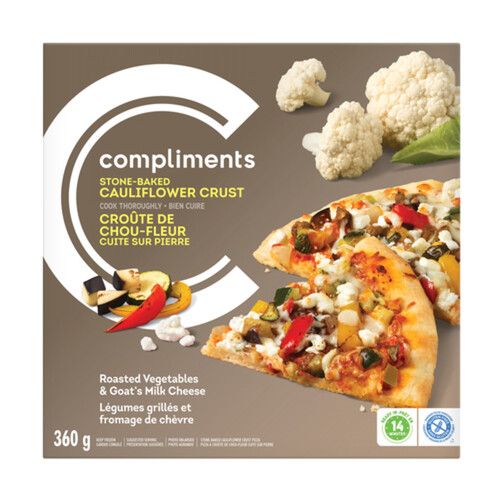 Compliments Frozen Stone-Baked Pizza Cauliflower Crust Roasted Vegetables & Goat's Milk Cheese 360 g