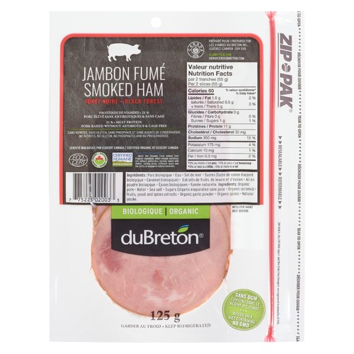 duBreton Organic Ham Smoked Black Forest 125 g