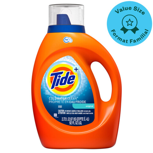 Tide Liquid Laundry Detergent Cold Water Original Value Size 2.72 L