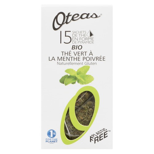Oteas Organic Green Tea with Peppermint 15 Tea Bags
