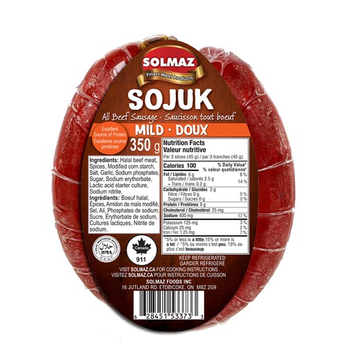 Solmaz Sojuk Beef Sausage Mild 350 g