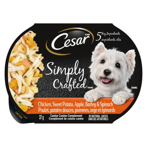 Cesar Simply Crafted Adult Wet Dog Food Chicken, Sweet Potato, Apple, Barley & Spinach, 37g