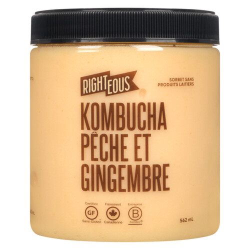 Righteous Gelato Dairy Free Gluten-Free Sorbetto Peach Ginger Kombucha 562 ml