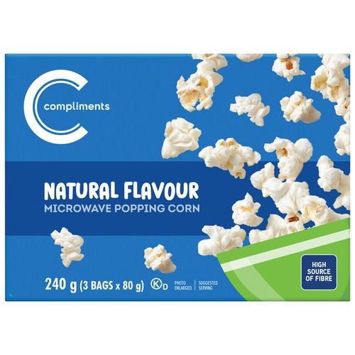 Compliments Microwave Popping Corn Natural Flavour 240 g