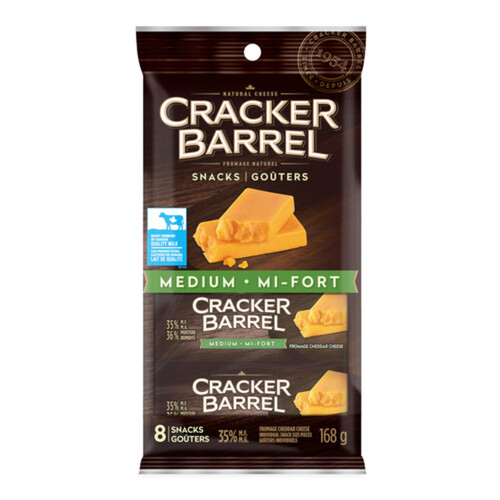 Cracker Barrel Portion Snack Cheese Medium Cheddar 8 Pack 168 g