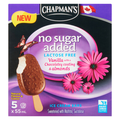 Chapman's Lactose Free Ice Cream Bars Vanilla With Almonds 5 x 55 ml