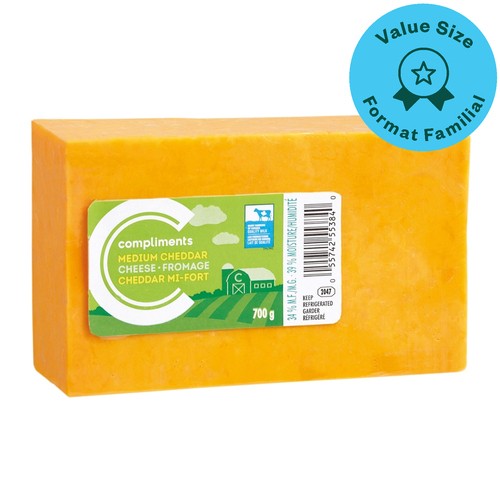Compliments Cheddar Cheese Medium Value Size 700 g