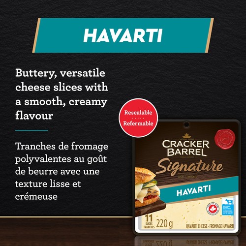 Cracker Barrel Signature Havarti Cheese 11 Slices 220 g