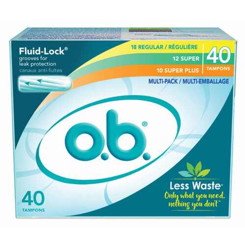 O.B. Fluid Lock Tampons Multi Pack 40 Count 