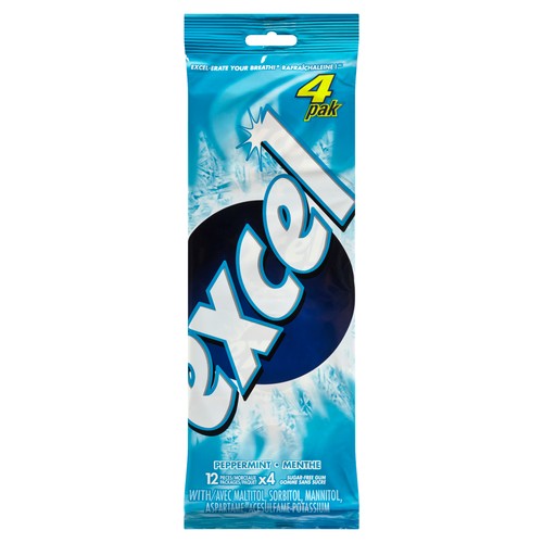 Excel Sugar Free Gum Peppermint 4 Pack